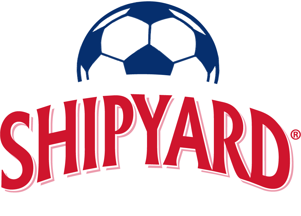 A blue and white soccer ball sits above the bold red text "SHIPYARD," with smaller gray text "WORLD CUP" below.